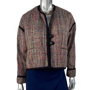 Vintage Fredy's Multi-color Silk Tweed Button Front Blazer Petite